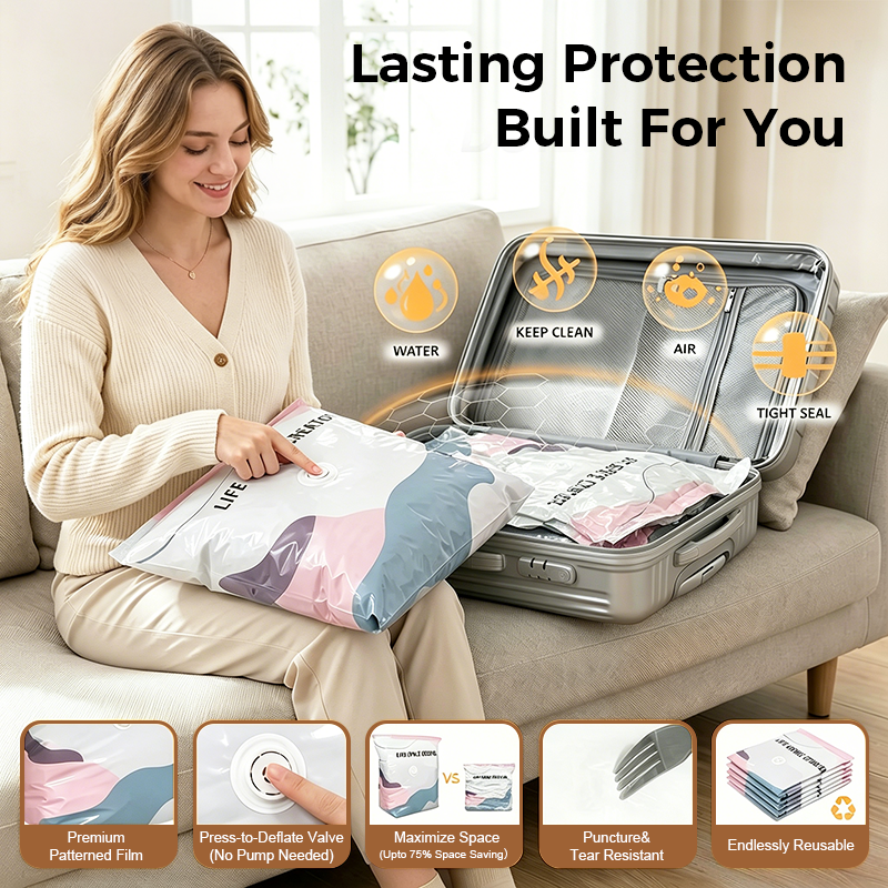 🥳2026 HOT SALE🥳💞50K+ SOLD! Dlalena® No‑Pump Vacuum Storage Bags – Press & seal, no pump needed. Saves 80% space, keeps clothes dry & dust‑free. Perfect for bulky bedding & off‑season gear. 🛏️🗄️