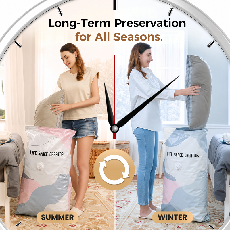 🥳2026 HOT SALE🥳💞50K+ SOLD! Dlalena® No‑Pump Vacuum Storage Bags – Press & seal, no pump needed. Saves 80% space, keeps clothes dry & dust‑free. Perfect for bulky bedding & off‑season gear. 🛏️🗄️