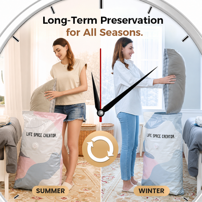 🥳2026 HOT SALE🥳💞50K+ SOLD! Dlalena® No‑Pump Vacuum Storage Bags – Press & seal, no pump needed. Saves 80% space, keeps clothes dry & dust‑free. Perfect for bulky bedding & off‑season gear. 🛏️🗄️