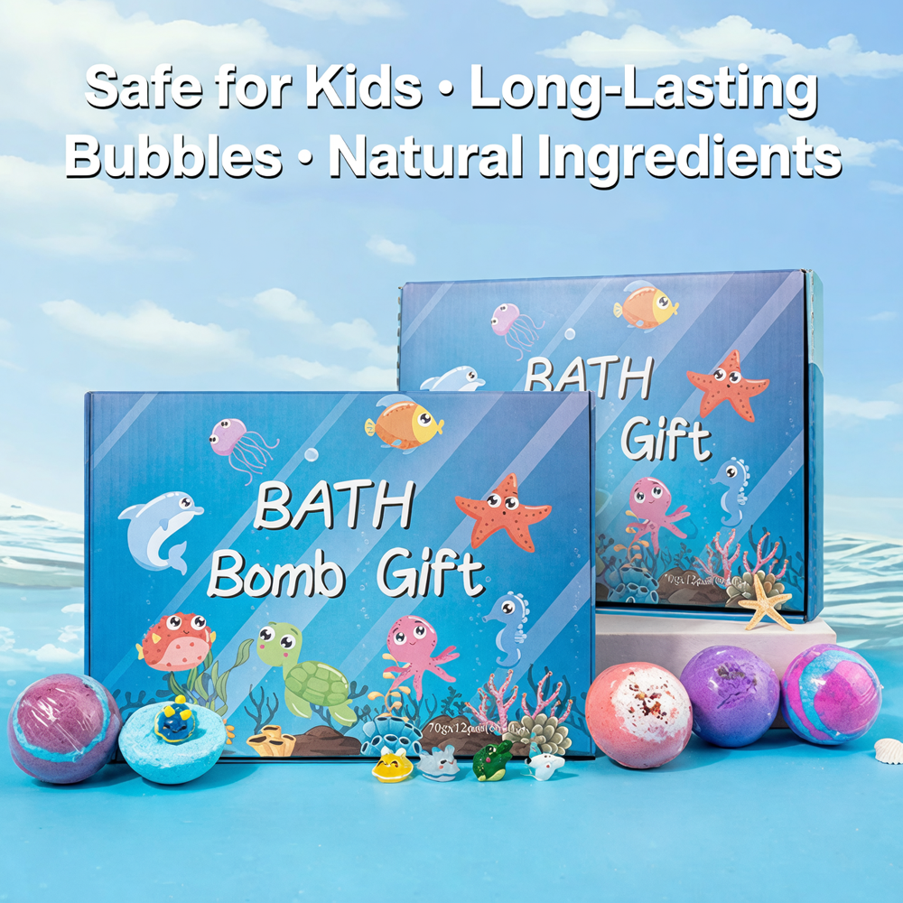 🧸 12-Piece Bath Bomb Gift Set for Kids ✨🛀