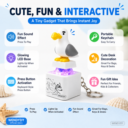 ✨Mine Little Bird Voice-Activated Light-Up Electronic Keychain: Squeeze-to-Play Duck-Shaped Creative Keychain