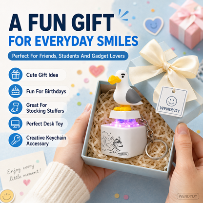 ✨Mine Little Bird Voice-Activated Light-Up Electronic Keychain: Squeeze-to-Play Duck-Shaped Creative Keychain