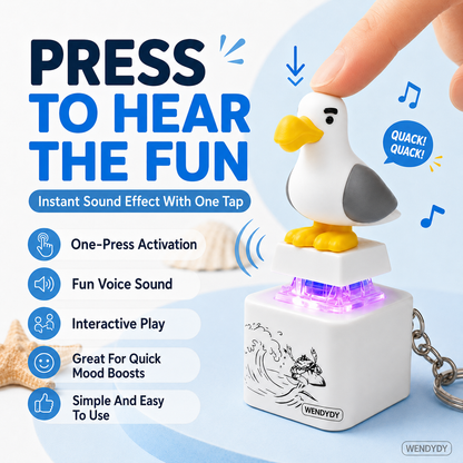✨Mine Little Bird Voice-Activated Light-Up Electronic Keychain: Squeeze-to-Play Duck-Shaped Creative Keychain