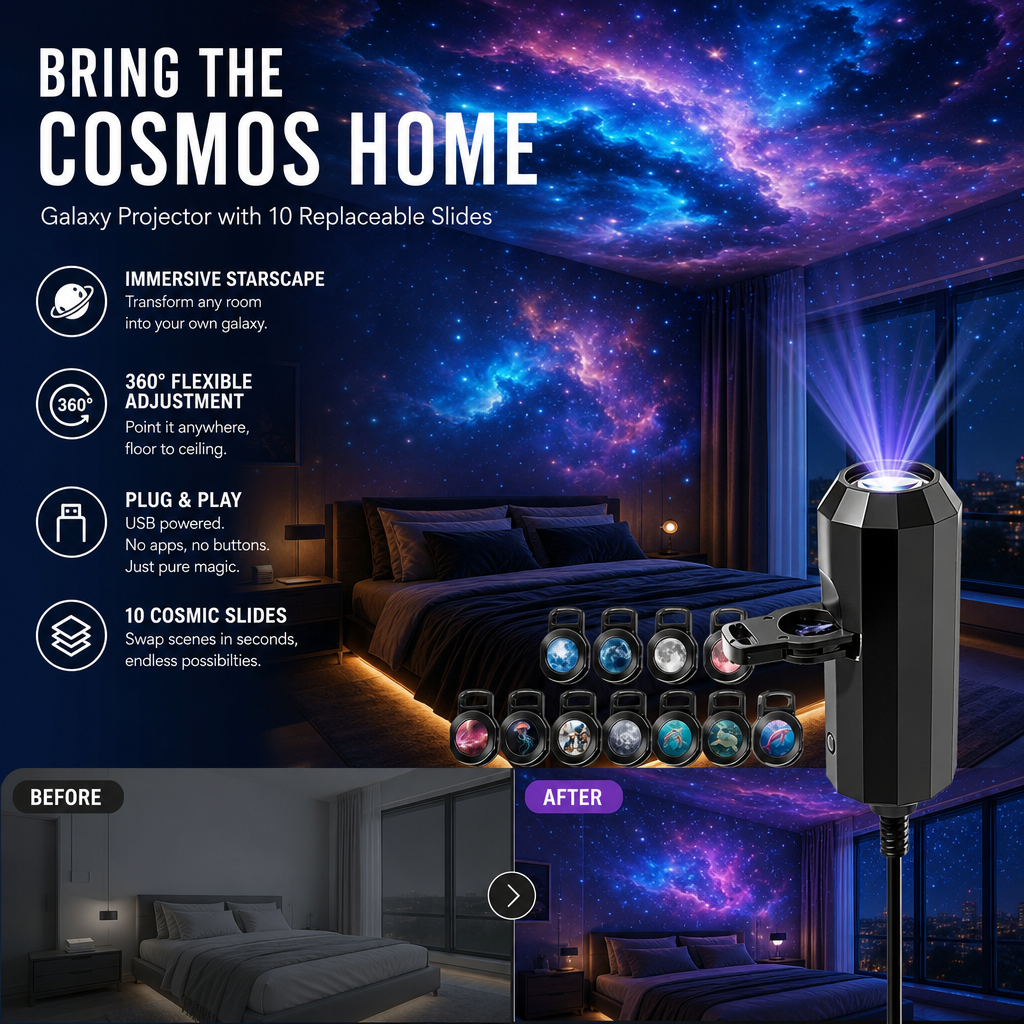 Dlalena® Plug-and-Play HD Galaxy & Ocean Projector Night Light🥳50,000+ Happy Users