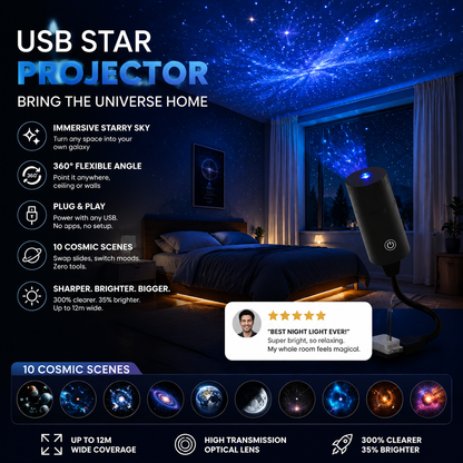 Dlalena® Plug-and-Play HD Galaxy & Ocean Projector Night Light🥳50,000+ Happy Users