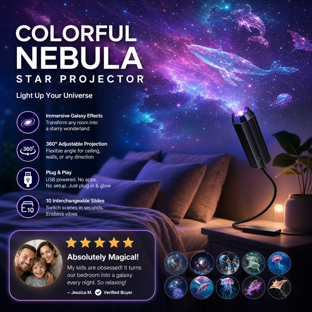 Dlalena® Plug-and-Play HD Galaxy & Ocean Projector Night Light🥳50,000+ Happy Users