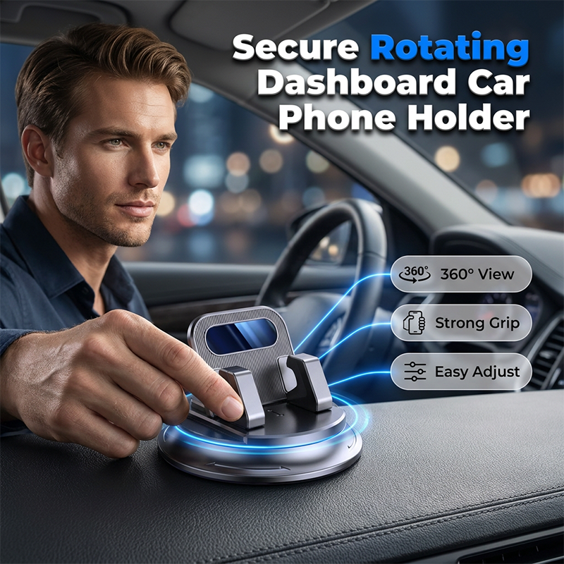 upsellDlalena® 🚗 40% OFF NOW!📱 Rotating Dashboard Car Phone Holder – 360° Adjustable & Anti-Slip – Hands-Free Phone Mount 🛡️ (Copy)